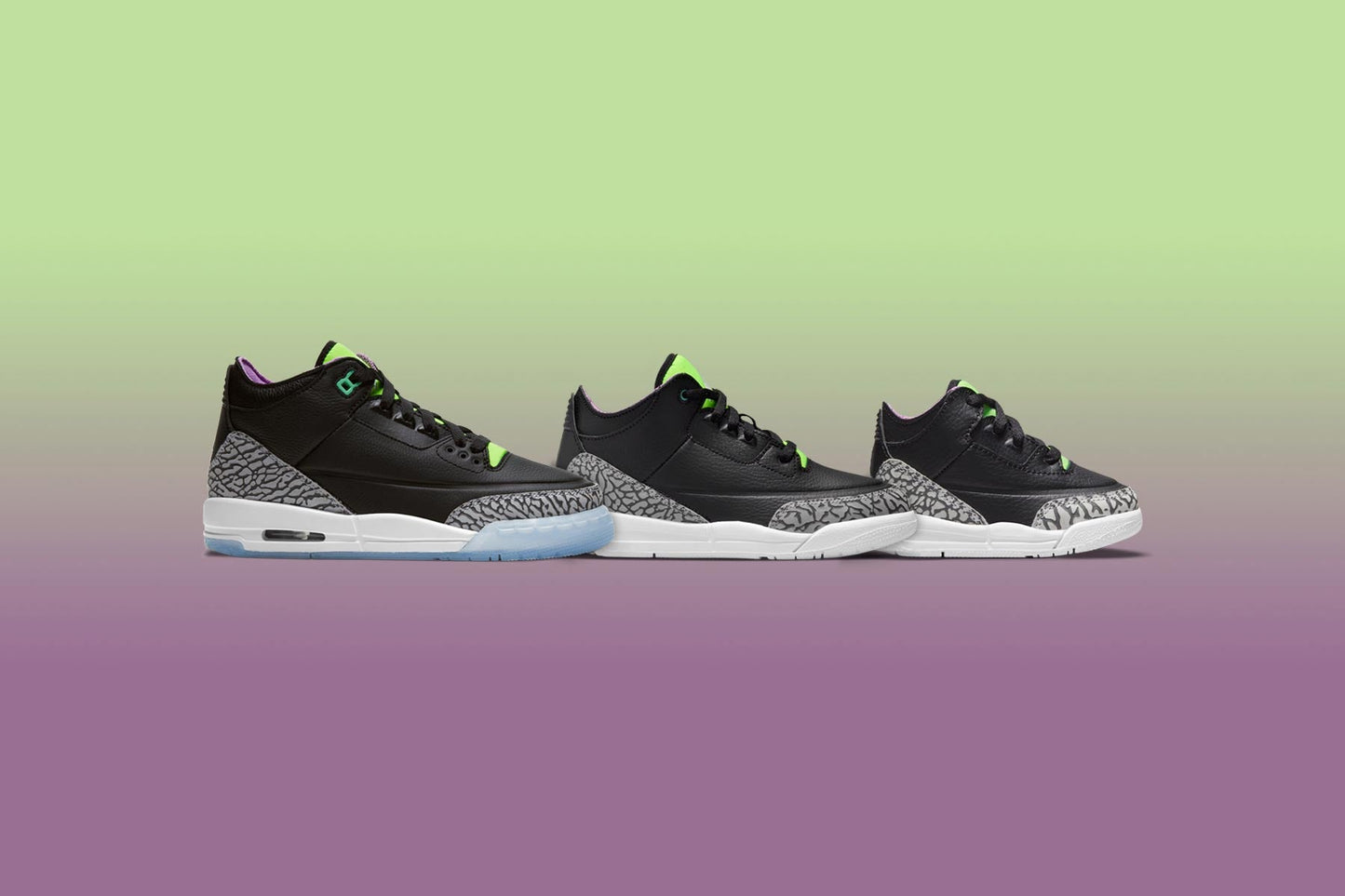 Air Jordan 3 Retro SE (GS) 'Electric Green' - Black/Violet Shock