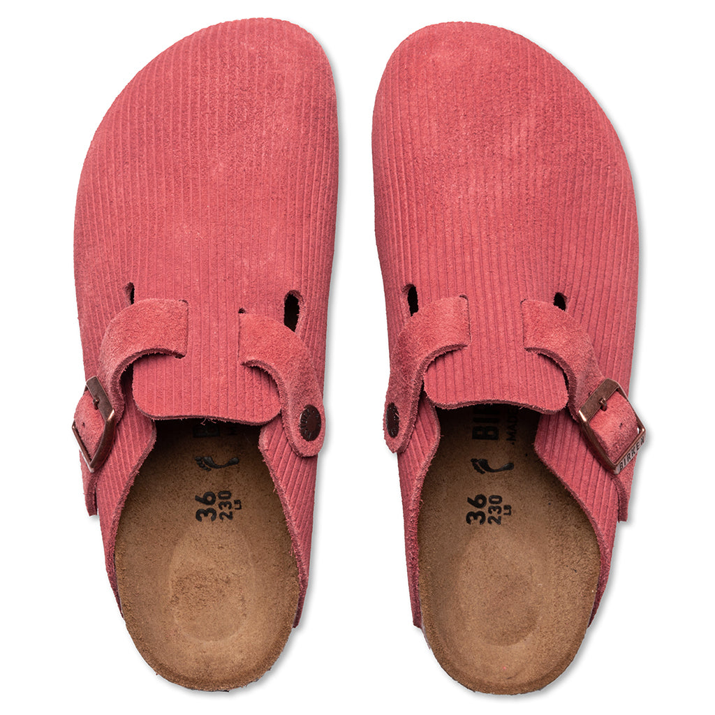 Women's Narrow Boston Suede Embossed - Sienna Red