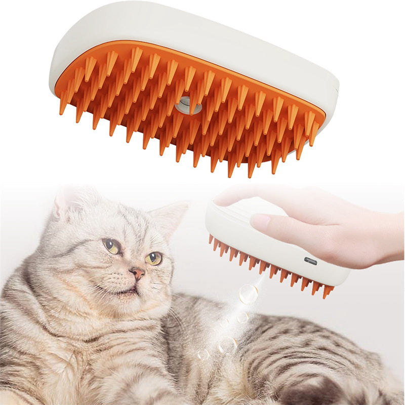 USB Rechargeable Pet Steam Brush – Spray Massage Comb for Cats