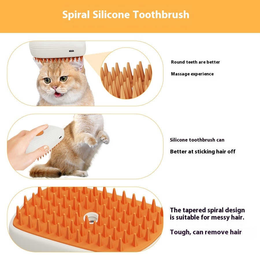 USB Rechargeable Pet Steam Brush – Spray Massage Comb for Cats