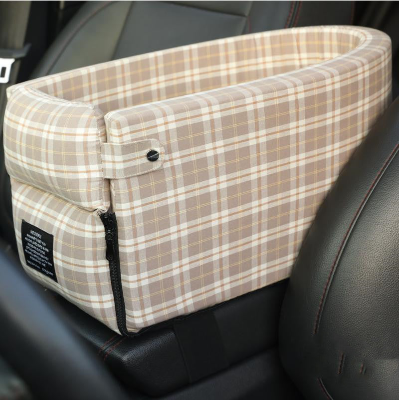 Portable Pet Car Seat for Dogs & Cats – Non-Slip Armrest Booster Bed