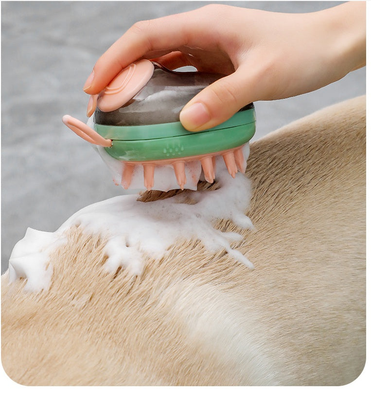 2-in-1 Pet Bath Brush with Shampoo Dispenser – Dog & Cat Massage