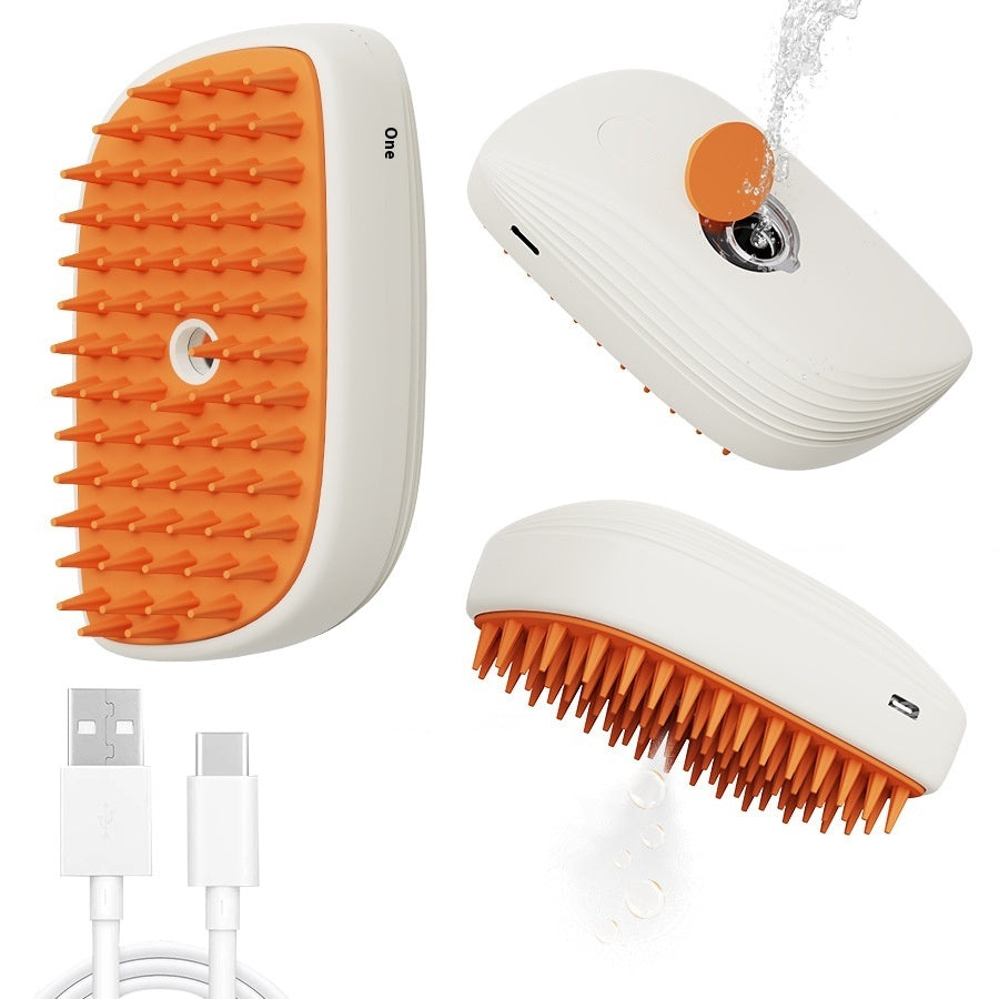 USB Rechargeable Pet Steam Brush – Spray Massage Comb for Cats