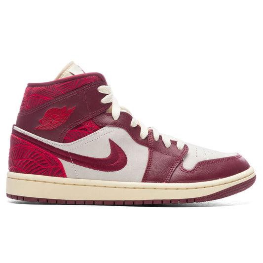 Women's Air Jordan 1 Mid SE Tiki Leaf - Team Red/University Red/Muslin