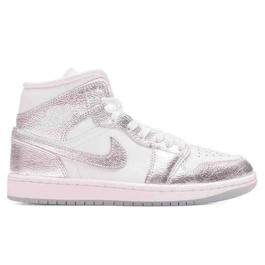 Women's Air Jordan 1 Mid - White/Metallic Silver/Wolf Grey