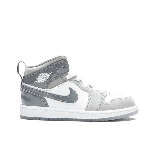 Air Jordan 1 Mid SE (PS) - White/Cool Grey/Medium Grey