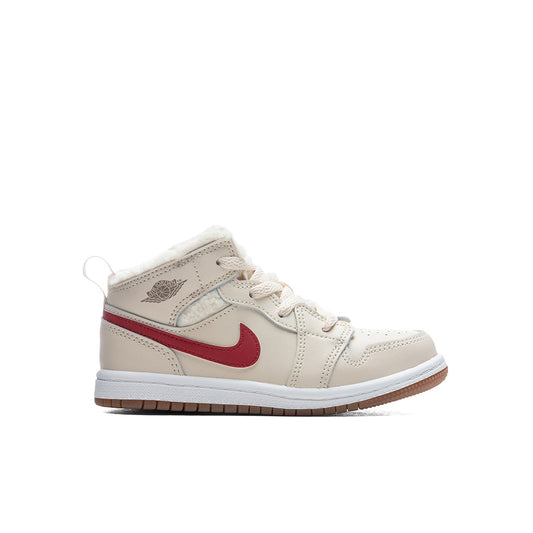 Air Jordan 1 Mid Utility (TD) "Fleece" - Pearl White/Racer Blue/DK Driftwood