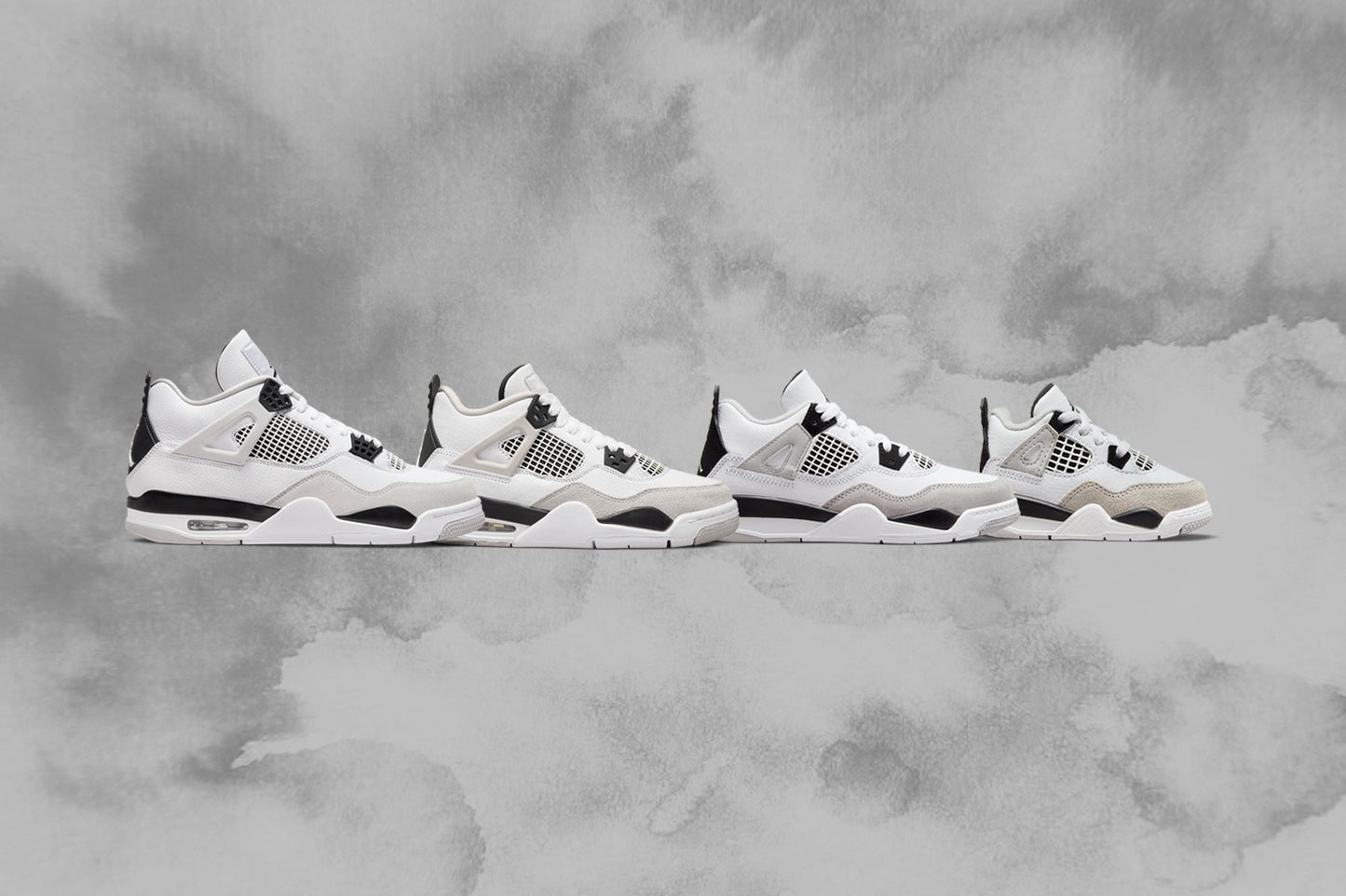 Air Jordan 4 Retro (GS) - White/Black/Neutral Grey