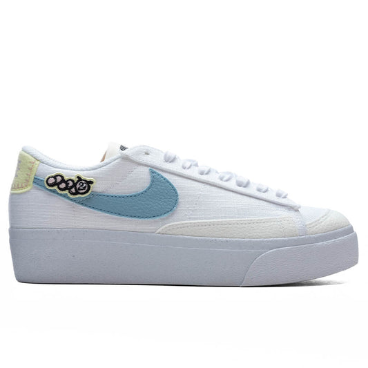Women's Blazer Low Platform Next Nature - White/Boarder Blue/Pink Oxford