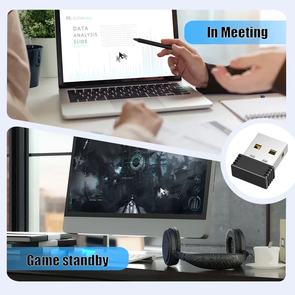 USB Port Shaker Wiggler Awake Mouse Wireless Mouse Jigglers Mover Undetectable Automatic for Laptop Keeps Computer Movement