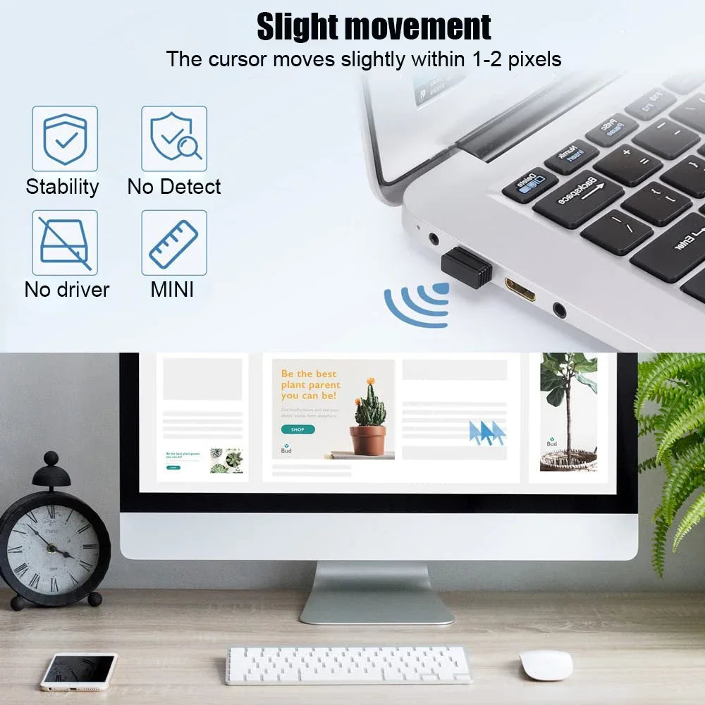 USB Port Shaker Wiggler Awake Mouse Wireless Mouse Jigglers Mover Undetectable Automatic for Laptop Keeps Computer Movement