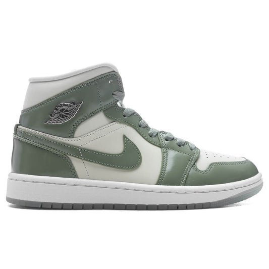 Women's Air Jordan 1 Mid SE - Sea Glass/Oil Green/Metallic Silver