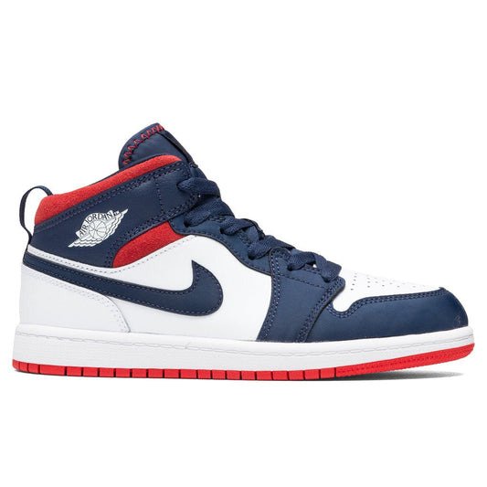 Air Jordan 1 Mid SE (PS) - White/University Red/Midnight Navy