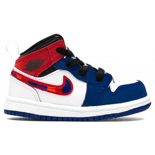 Air Jordan 1 Mid SE (TD) - White/University Red/Rush Blue